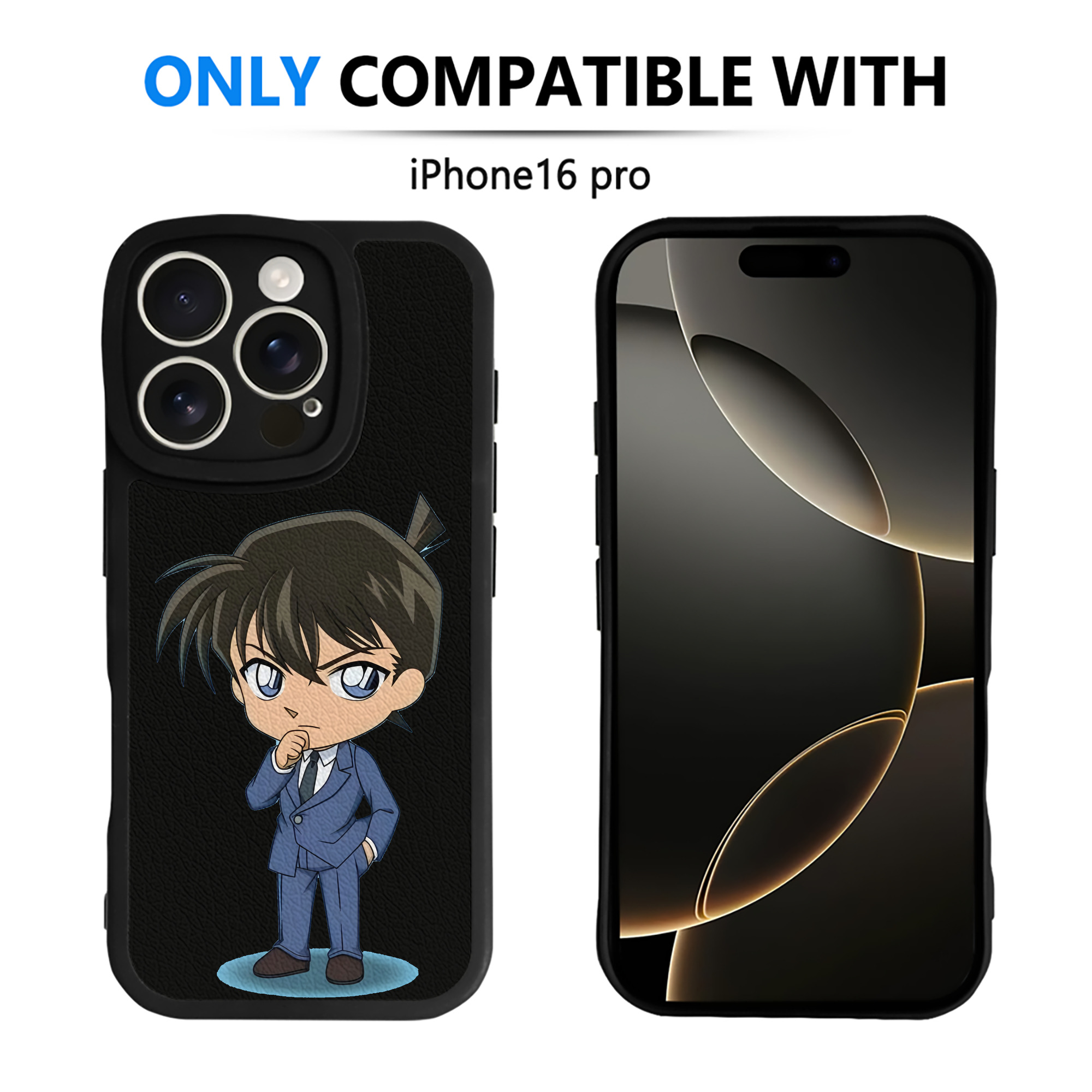（画像用） 名探偵コナン 江戸川 コナン Detective Conan Conan Edogawa 【iPhone 16シリーズ対応】シリコンスマホケース（レザー調） 材質：シリコン